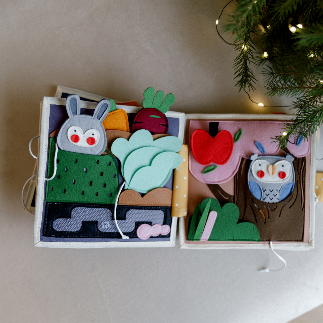 gift for godchild, felt quiet books, montessori book forest